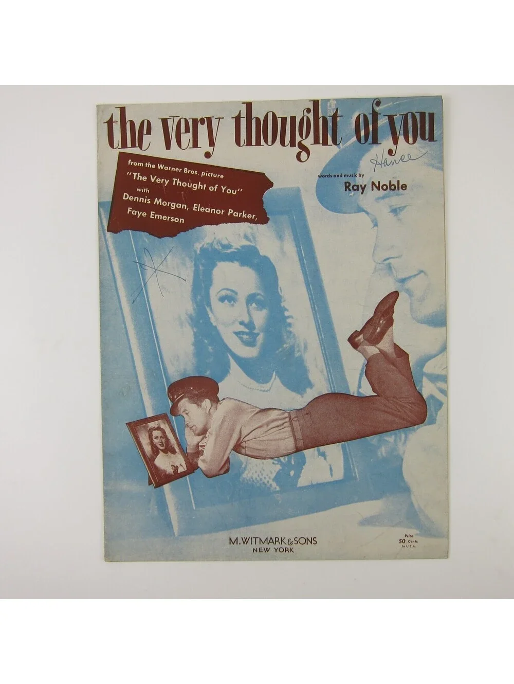 Sheet Music The Very Thought Of You Dennis Morgan Eleanor Parker Vintage 1934